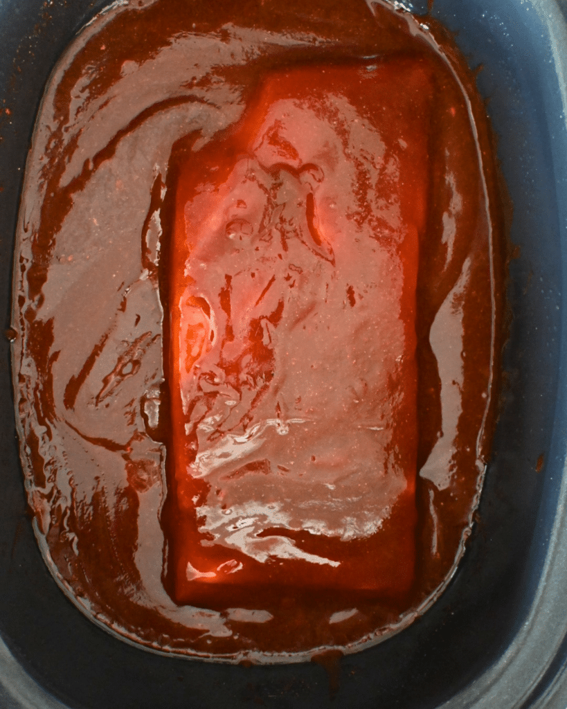 a flat of brisket in a slow cooker 