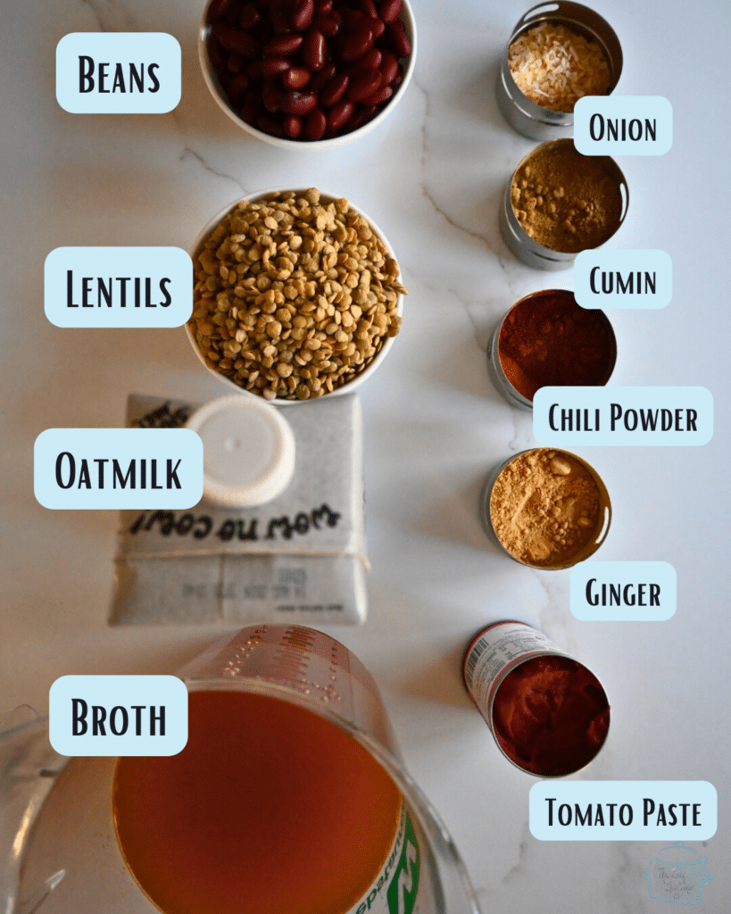 Madras lentils ingredients with labels