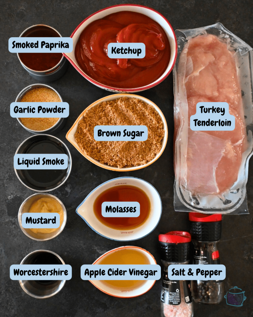 turkey tenderloin bbq ingredients with labels