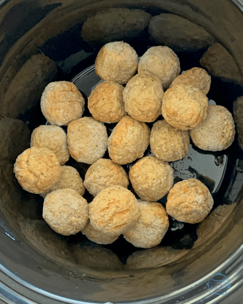 frozen meatballs in a slow cooker