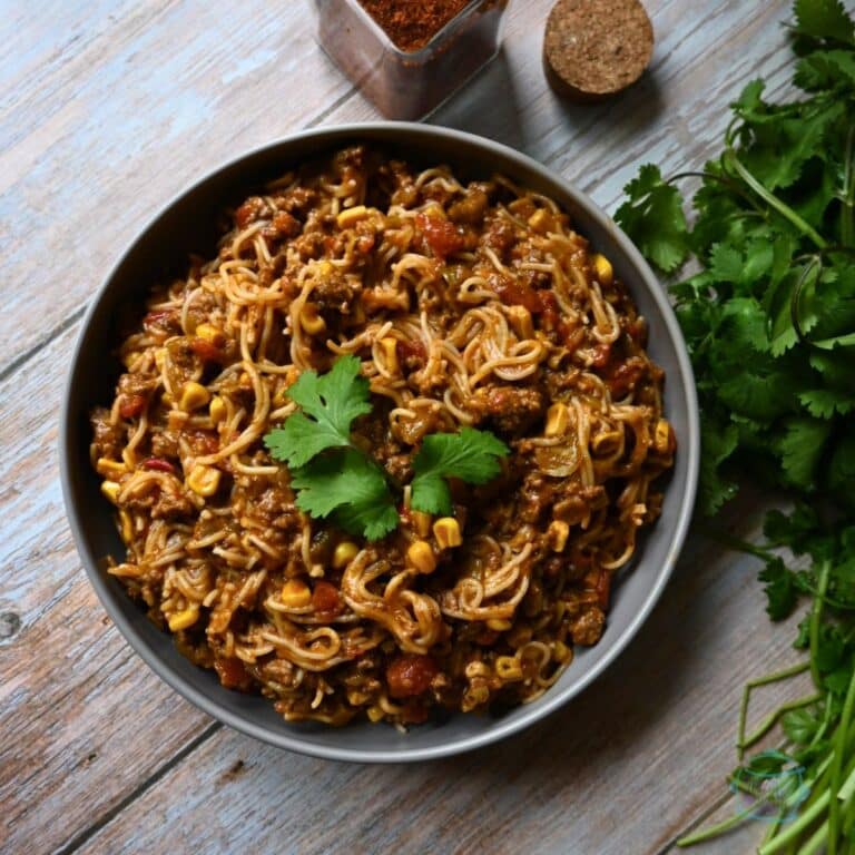 Slow Cooker Taco Beef Ramen - The Lazy Slow Cooker