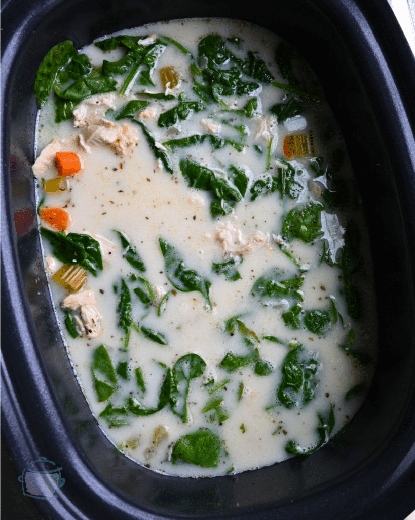 all soup ingredients in a crockpot before cooking