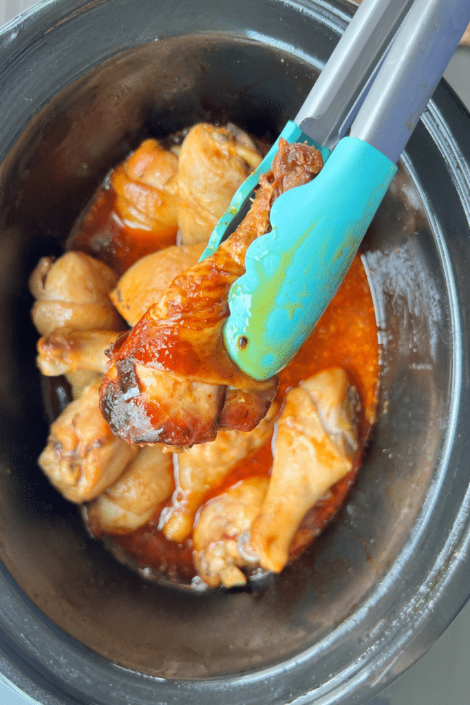 slow cooker chicken drumsticks half way through cooking