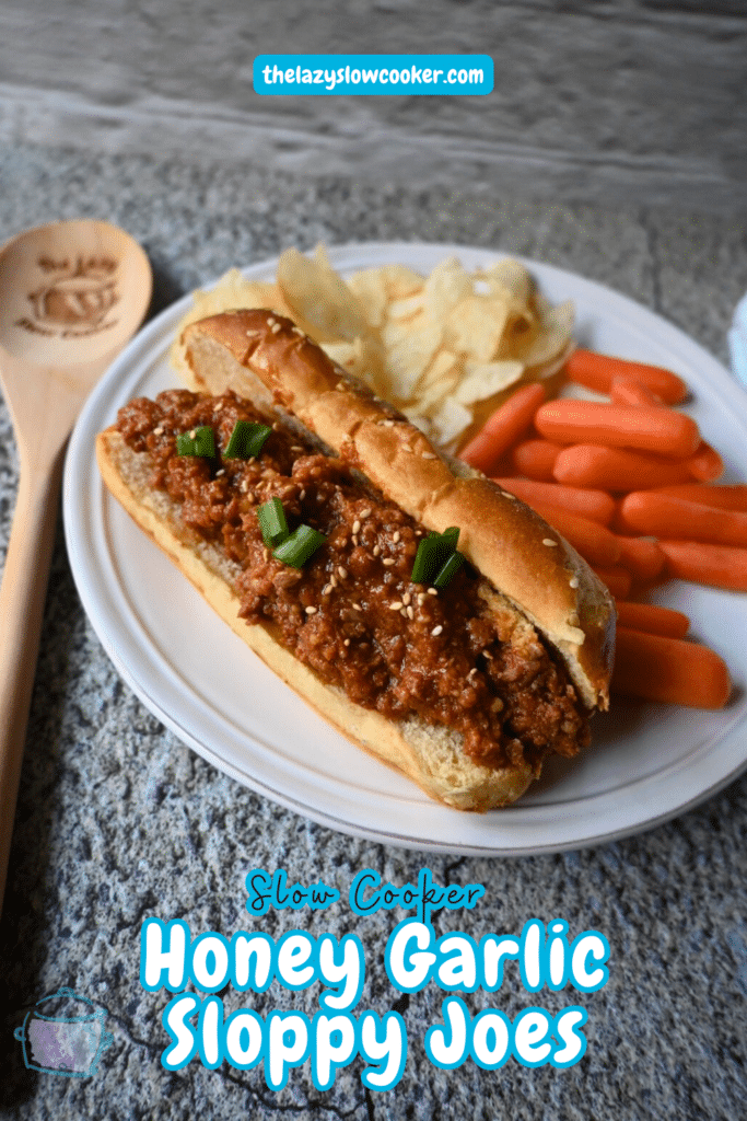 slow cooker honey garlic sloppy Joe on a pretzel bun