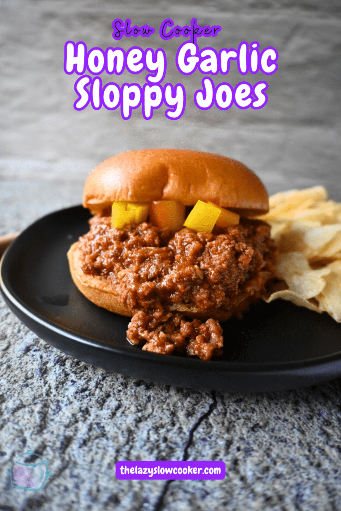 slow cooker honey garlic turkey sloppy Joe on a round brioche bun