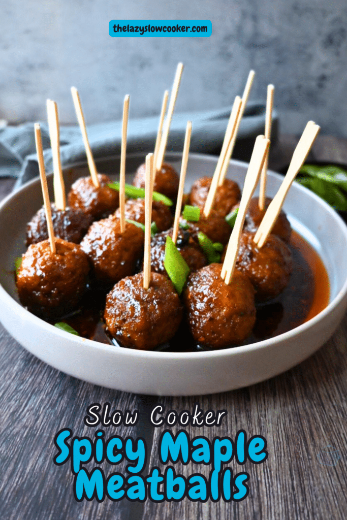spicy maple meatballs on wooden party picks