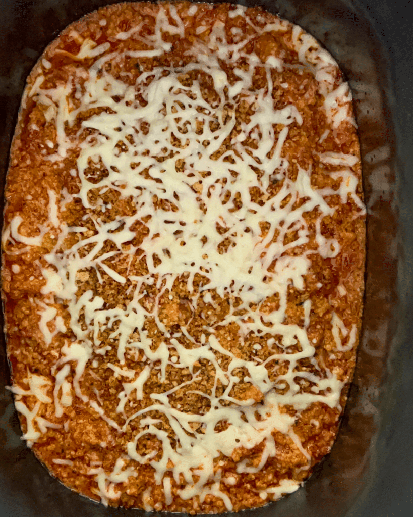 ground chicken sloppy Joe in crockpot after cooking