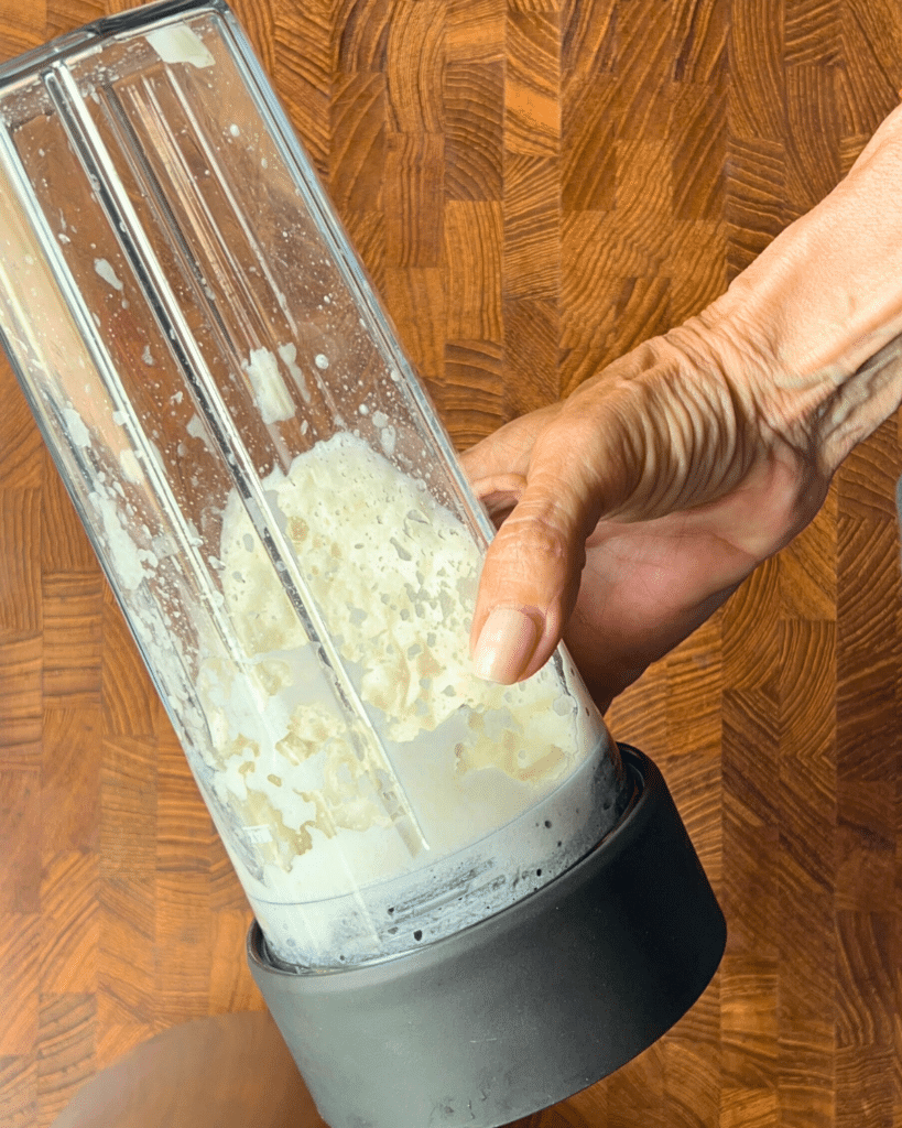 onion and garlic processed in a food processor
