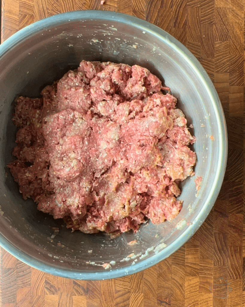 air fryer meatball ingredients in a bowl after mixing