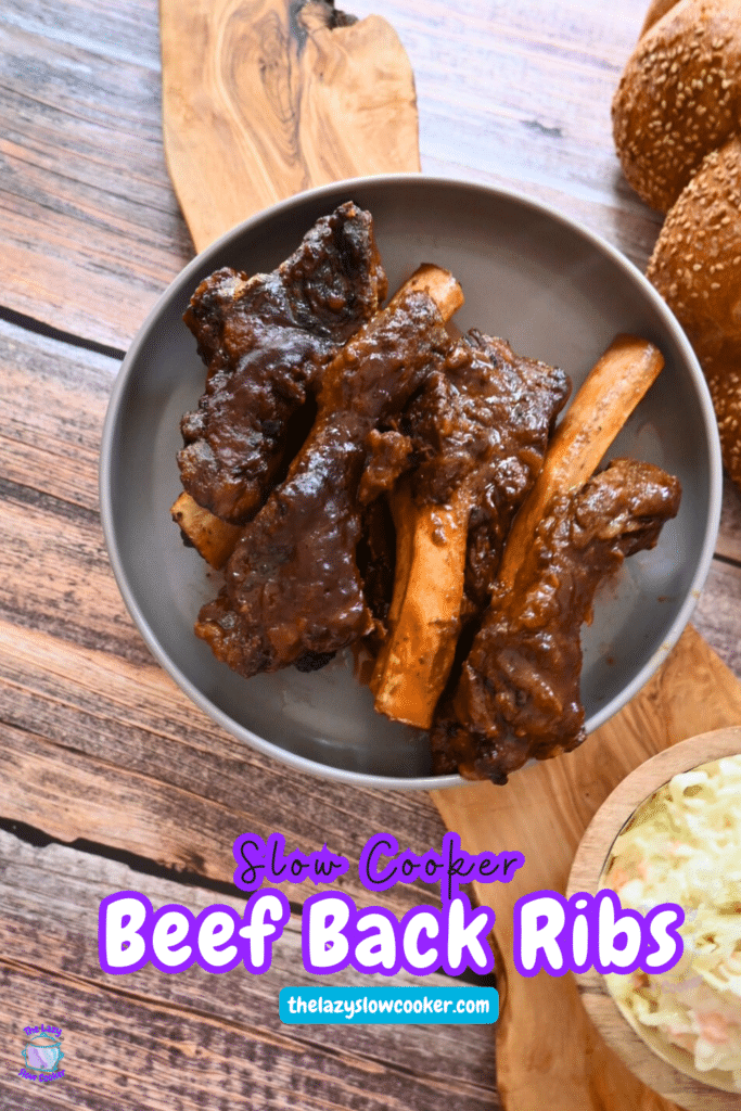 slow cooked beef back ribs in a grey bowl