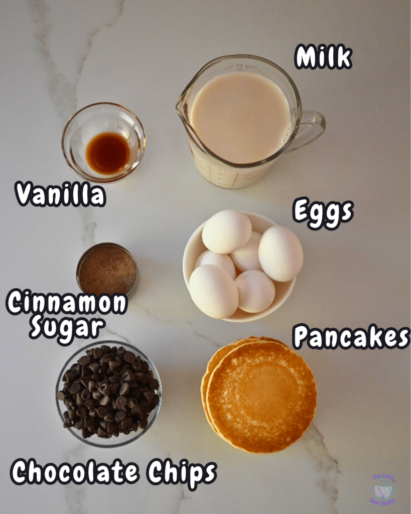 pancake casserole ingredients with labels
