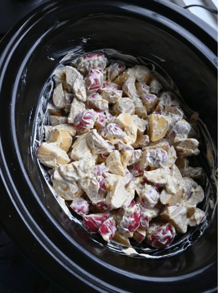 all potato salad ingredients before cooking