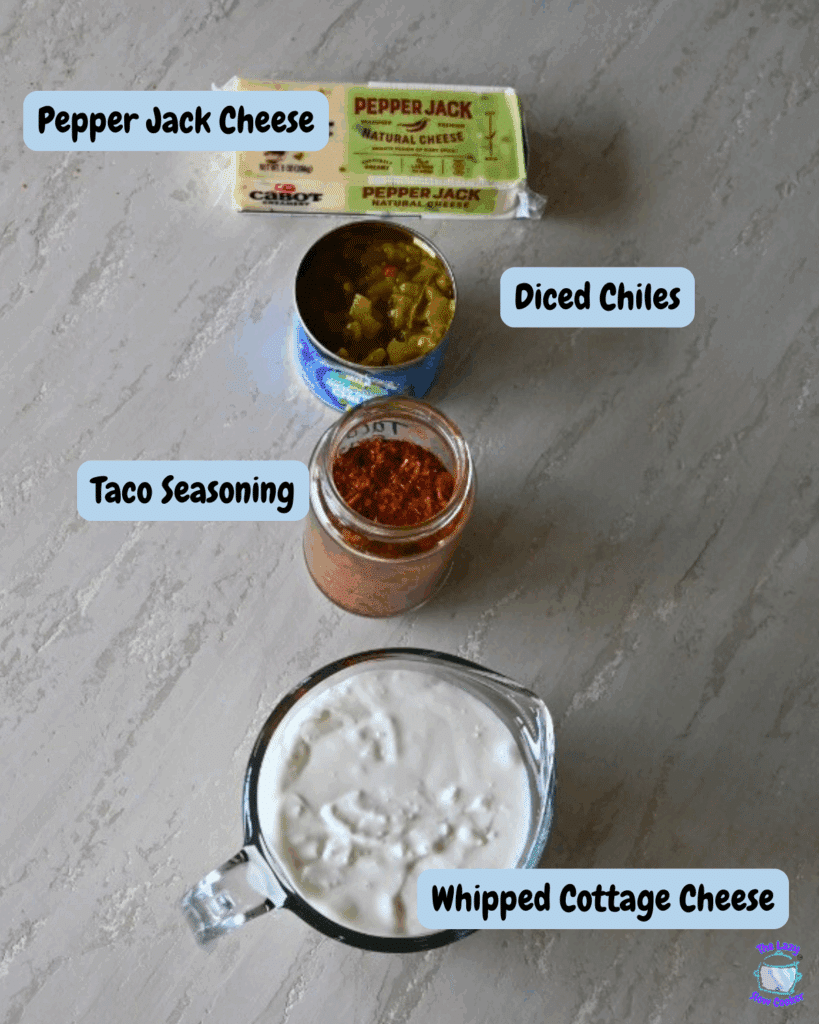 queso with cottage cheese ingredients with labels