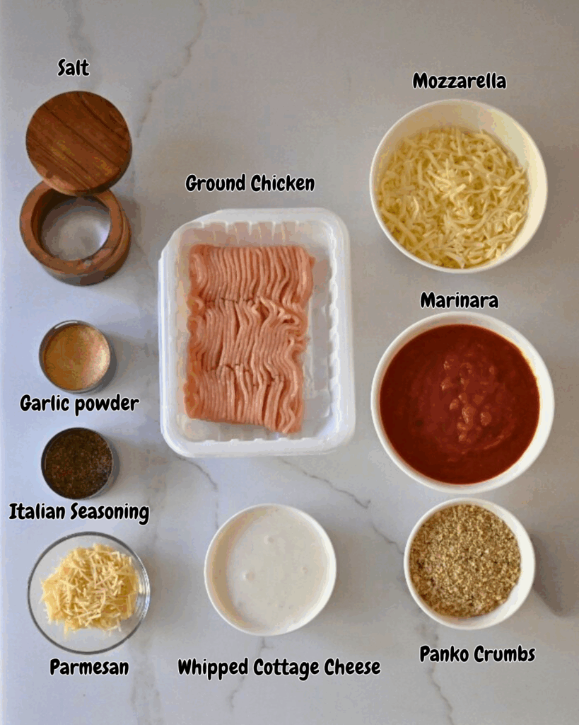 chicken Parmesan dip ingredients with labels